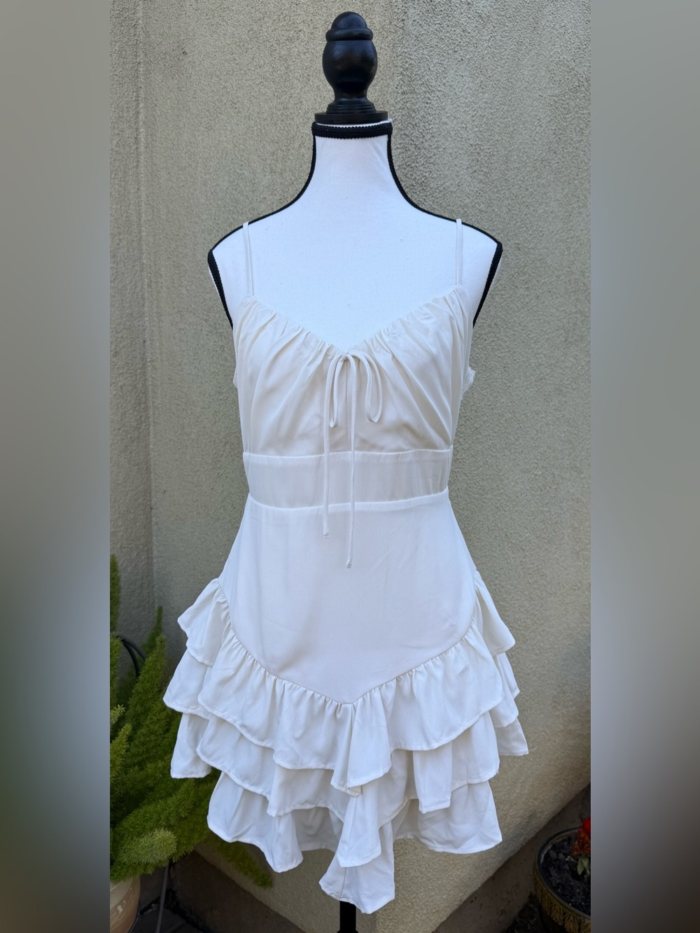 Forever 21 Cream Ruffled Mini Dress